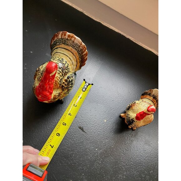 Rare Vintage Tom and Hen Turkey Salt & Pepper Shakers - Hand-Painted, Marked Jap - Picture 7 of 16